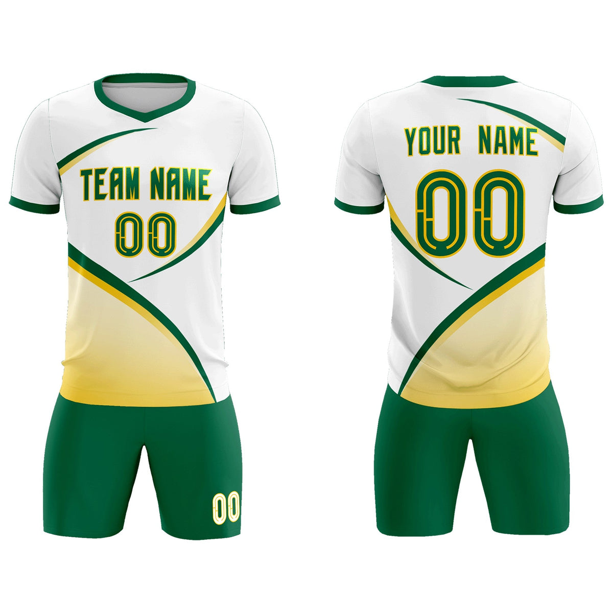 Custom White Kelly Green Color Block Training Uniform For Men Football Kits Jersey