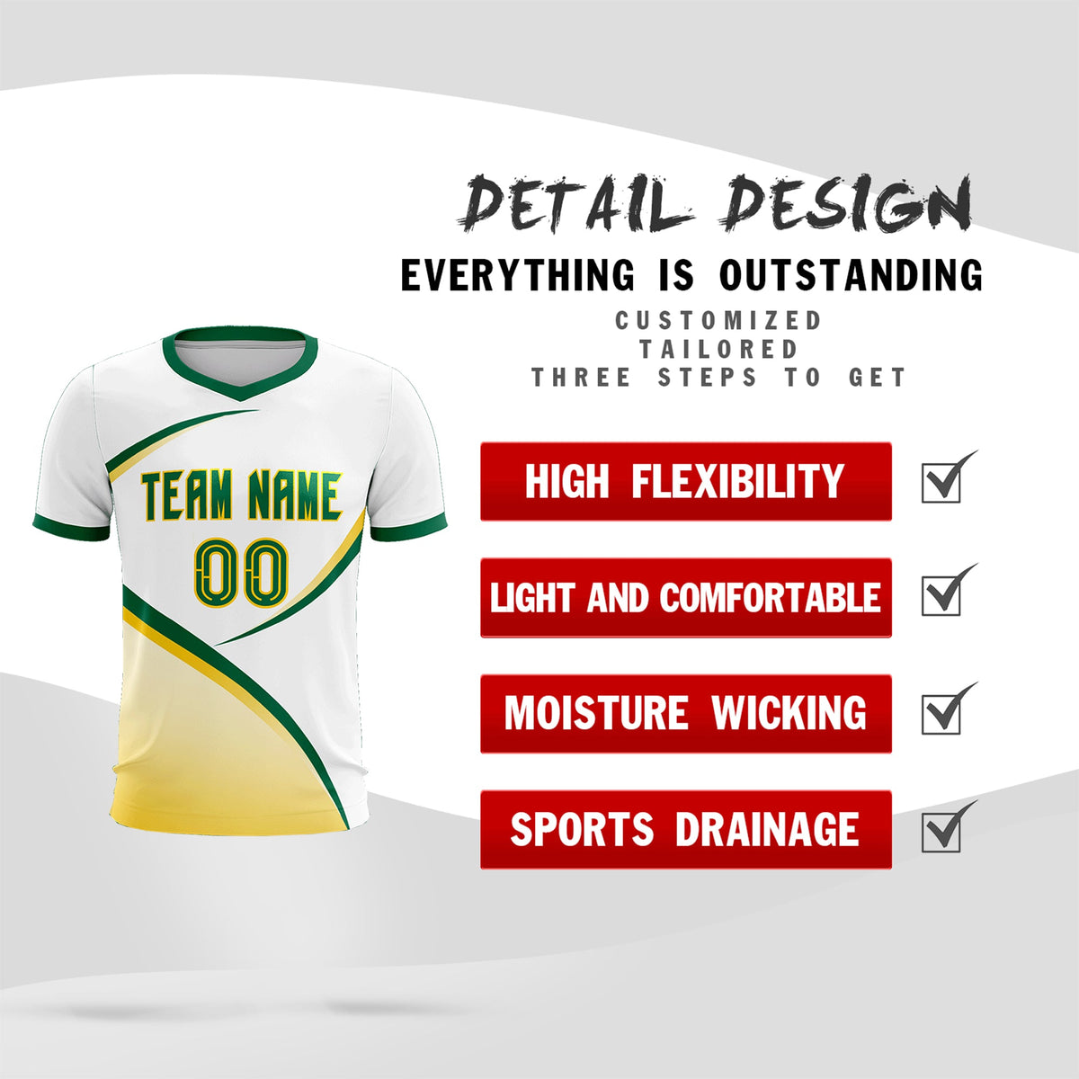 Custom White Kelly Green Color Block Training Uniform For Men Football Kits Jersey