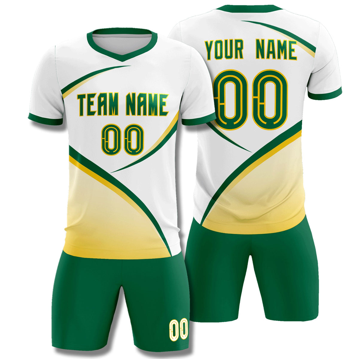 Custom White Kelly Green Color Block Training Uniform For Men Football Kits Jersey