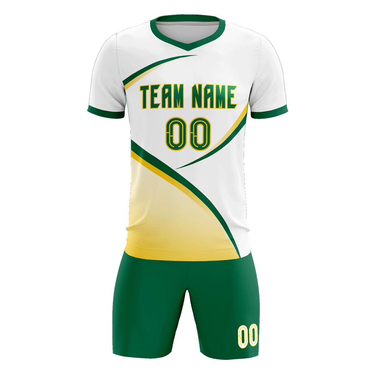 Custom White Kelly Green Color Block Training Uniform For Men Football Kits Jersey