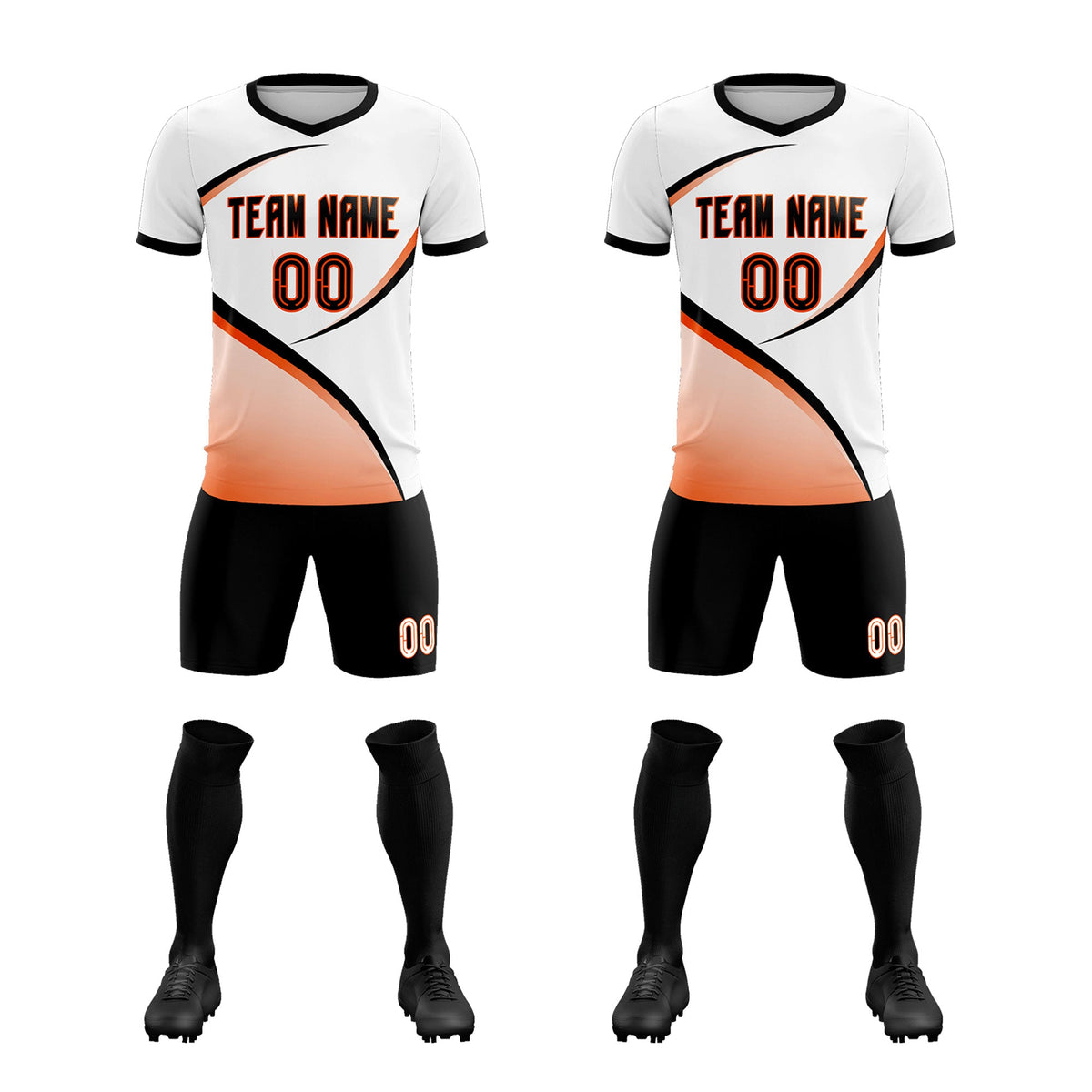Custom White Black Color Block Training Uniform For Men Football Kits Jersey