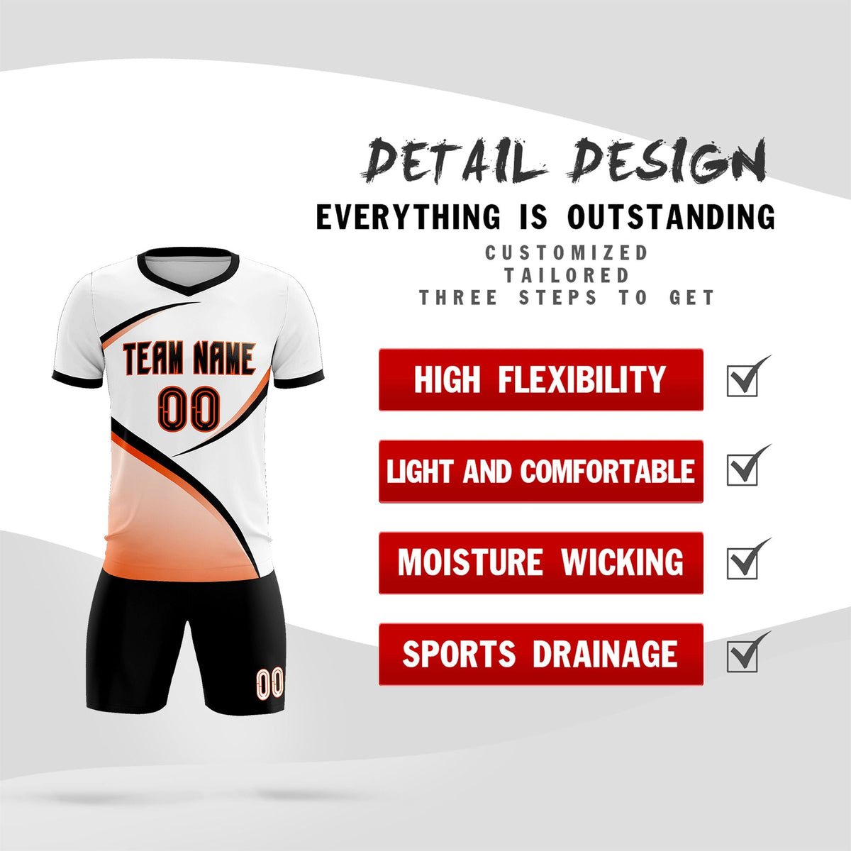 Custom White Black Color Block Training Uniform For Men Football Kits Jersey