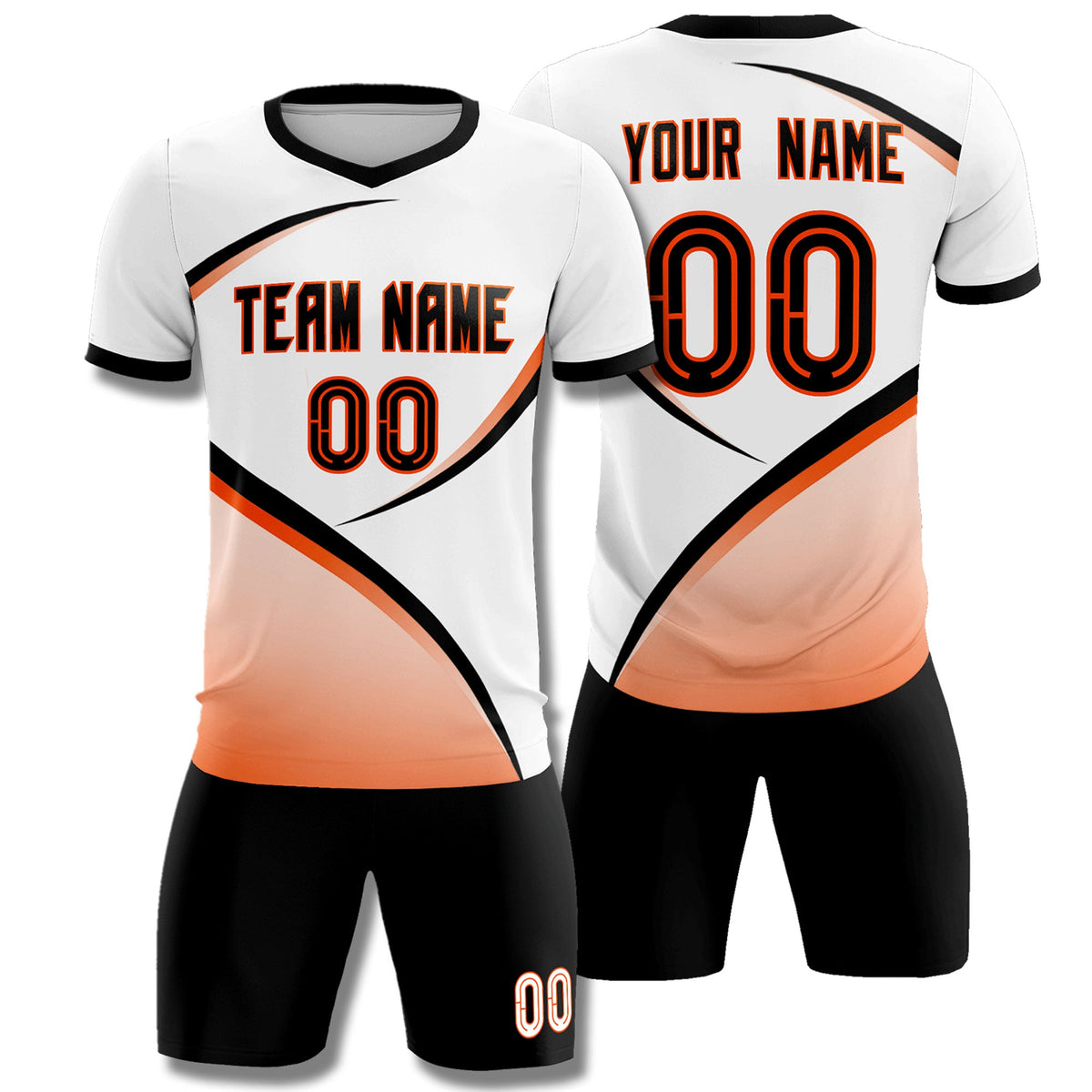 Custom White Black Color Block Training Uniform For Men Football Kits Jersey