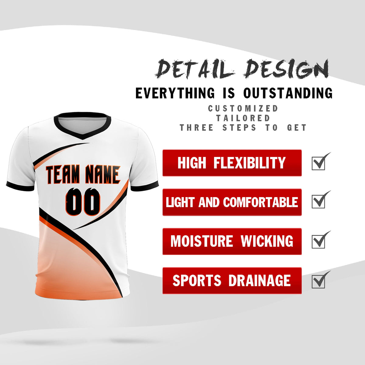 Custom White Black Color Block Training Uniform For Men Soccer Sets Jersey