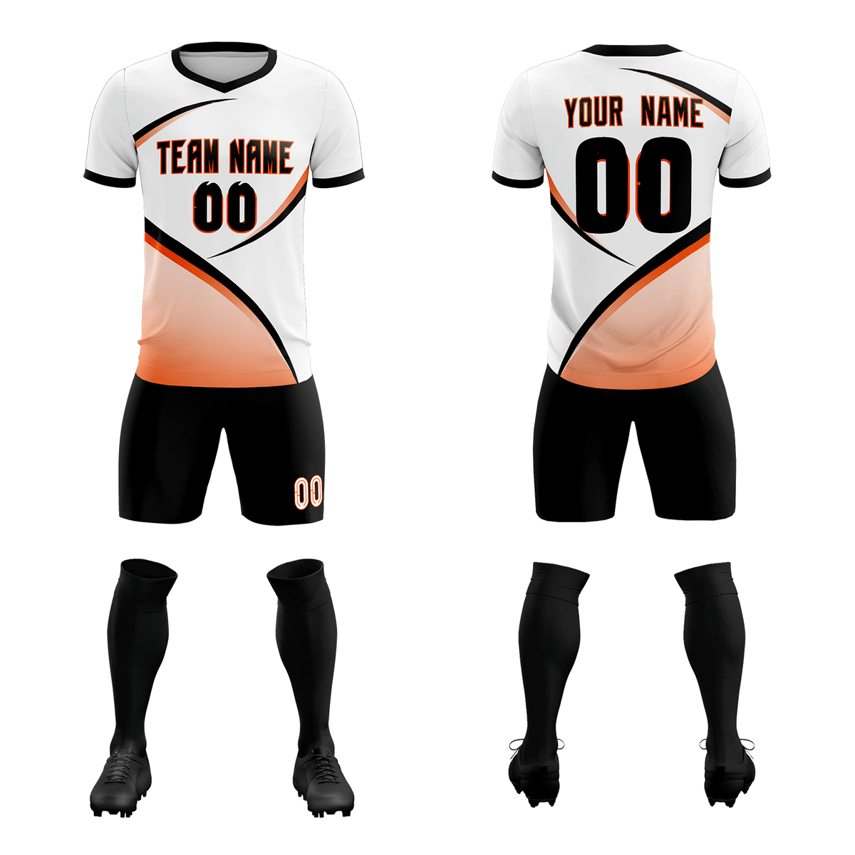 Custom White Black Color Block Training Uniform For Men Soccer Sets Jersey