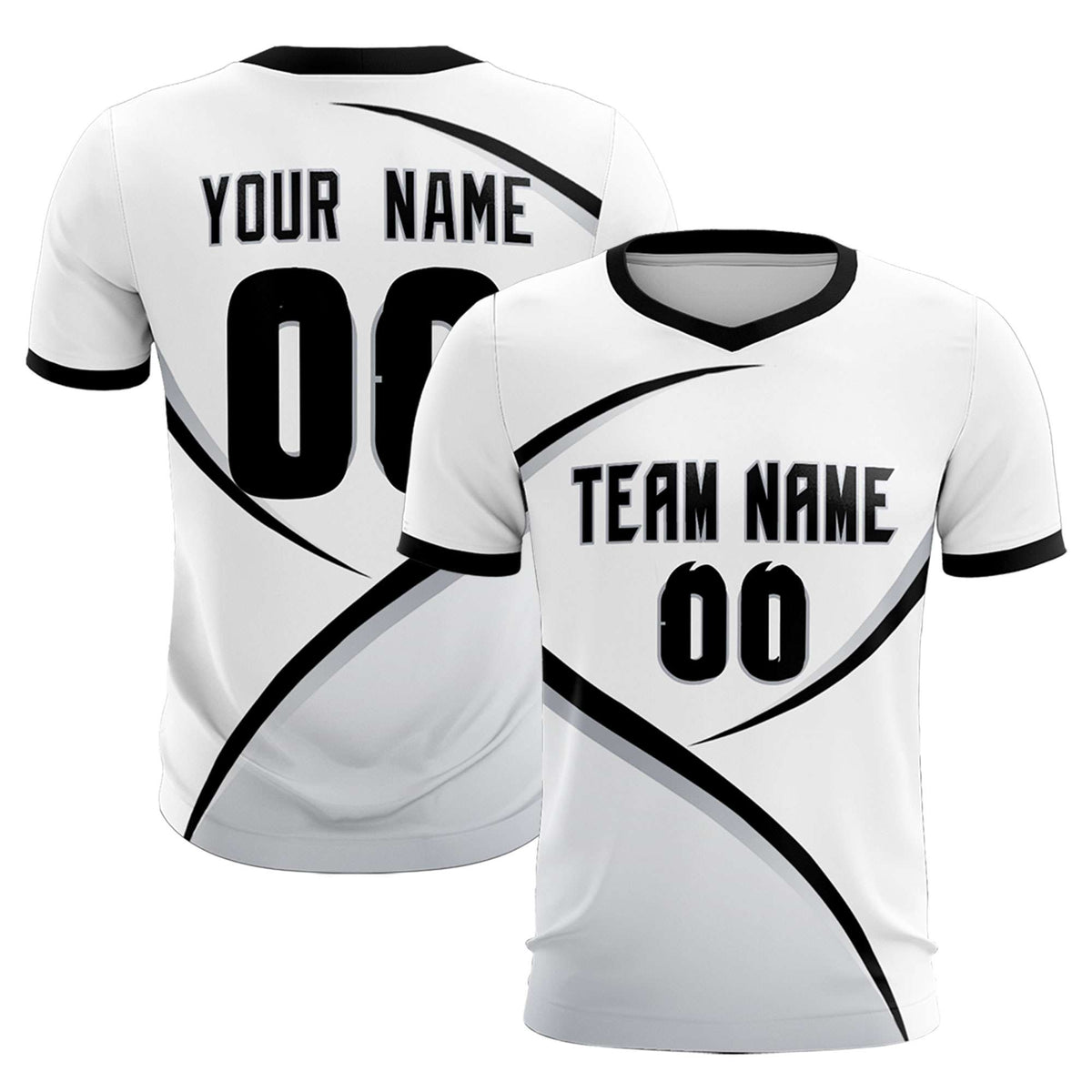 Custom White Black Color Block Training Uniform For Men Soccer Sets Jersey
