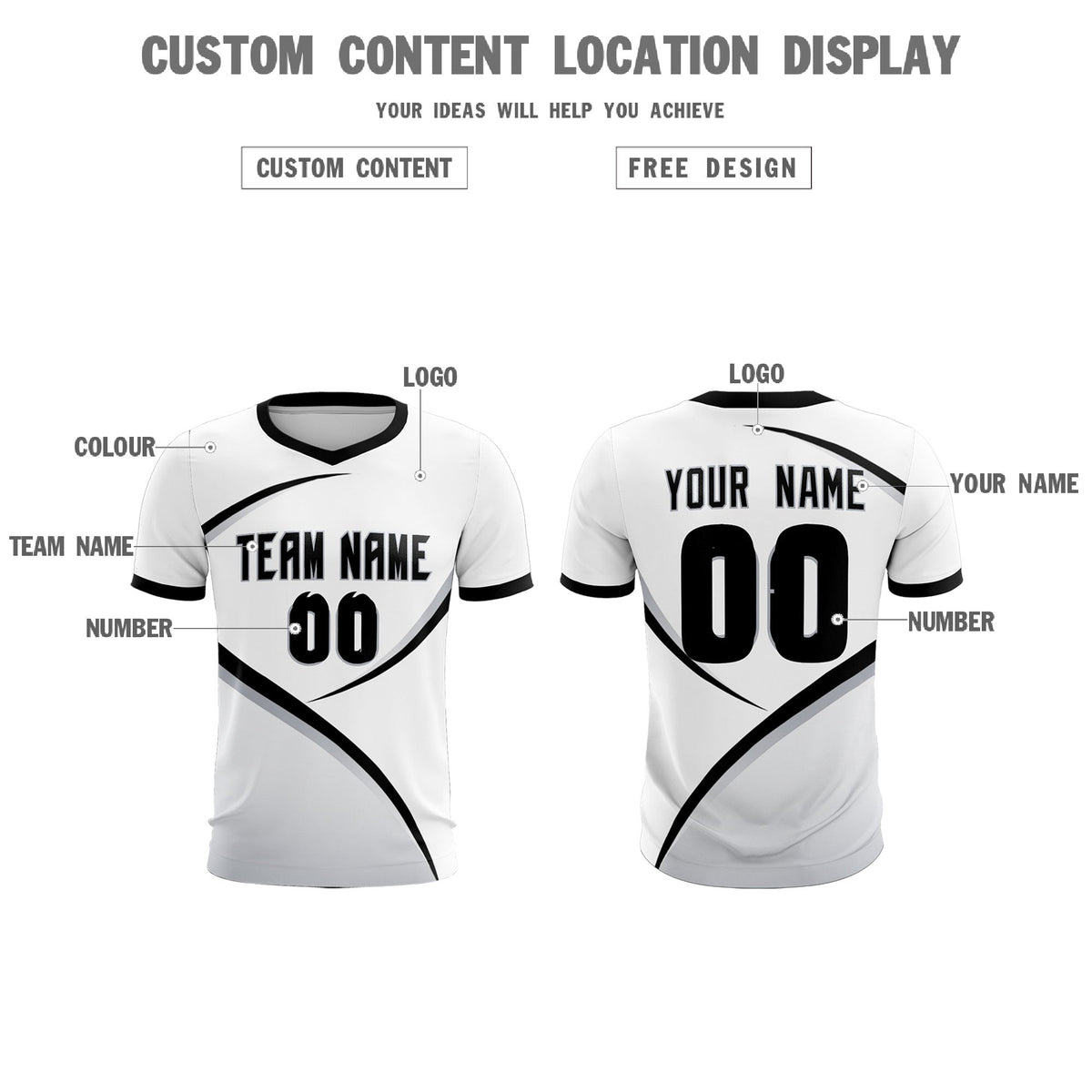 Custom White Black Color Block Training Uniform For Men Soccer Sets Jersey