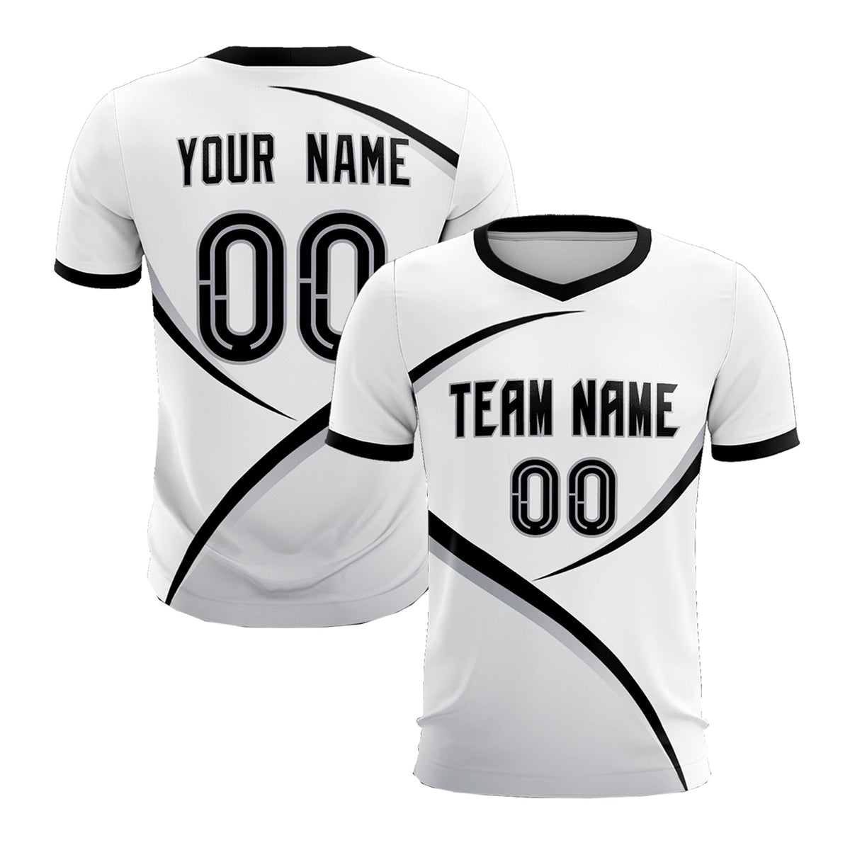 Custom White Black Color Block Training Uniform For Men Football Kits Jersey