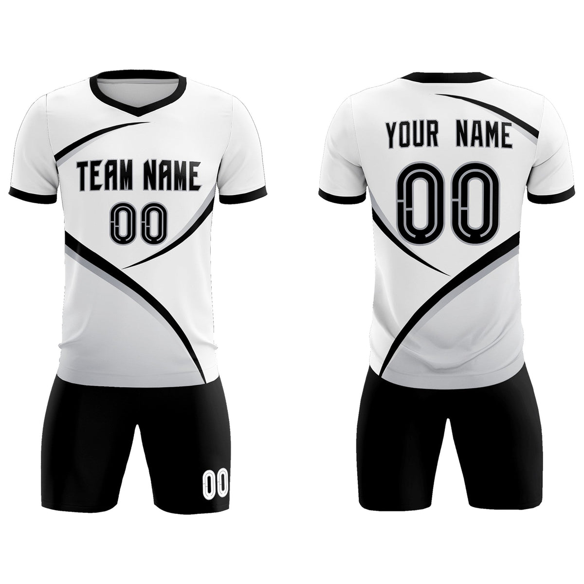 Custom White Black Color Block Training Uniform For Men Football Kits Jersey