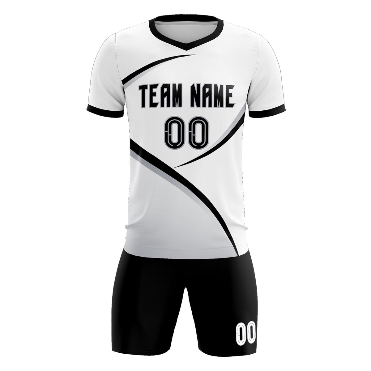 Custom White Black Color Block Training Uniform For Men Football Kits Jersey