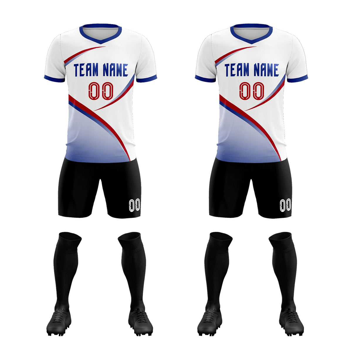 Custom White Royal Color Block Training Uniform For Men Football Kits Jersey