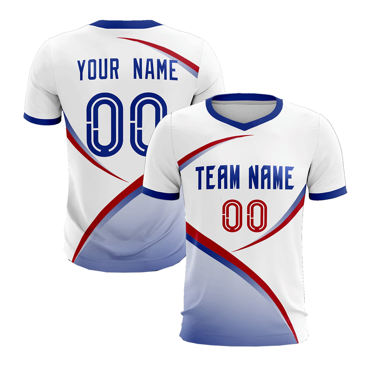 Custom White Royal Color Block Training Uniform For Men Football Kits Jersey