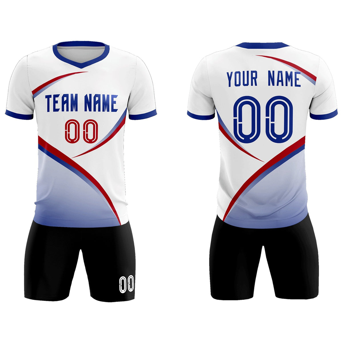 Custom White Royal Color Block Training Uniform For Men Football Kits Jersey