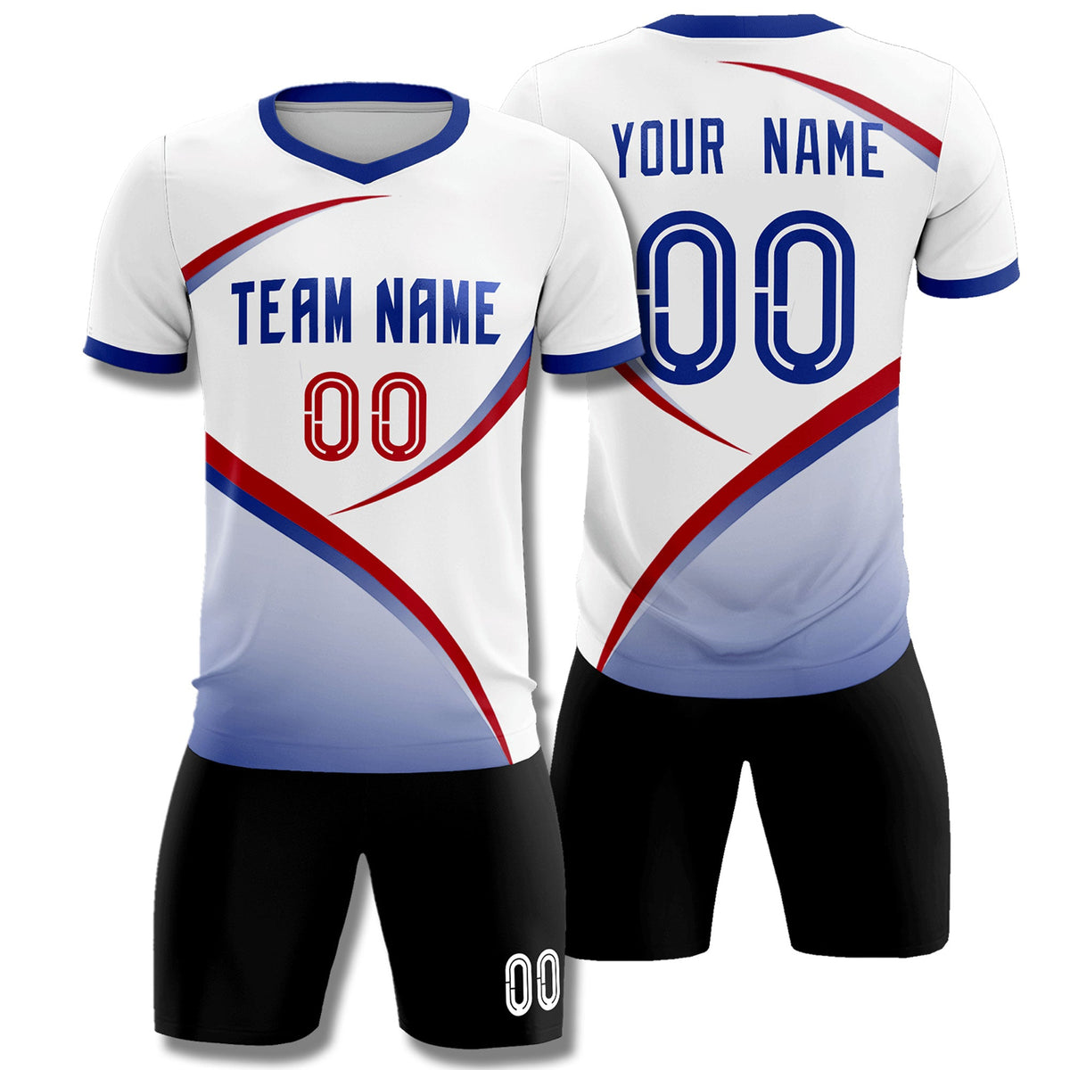 Custom White Royal Color Block Training Uniform For Men Football Kits Jersey