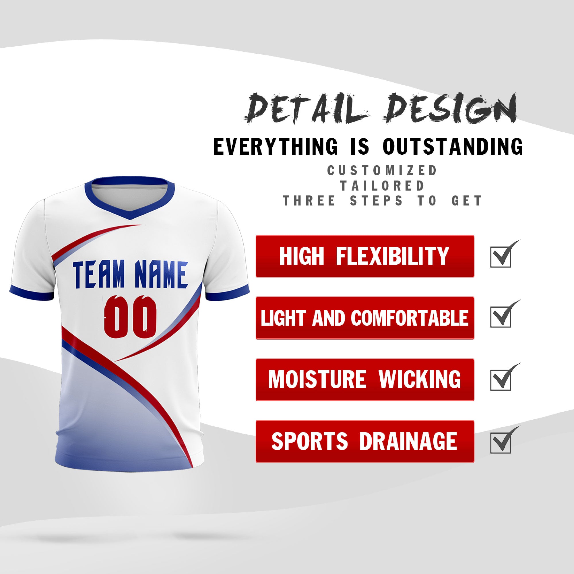 Custom White Royal Color Block Training Uniform For Men Soccer Sets Jersey