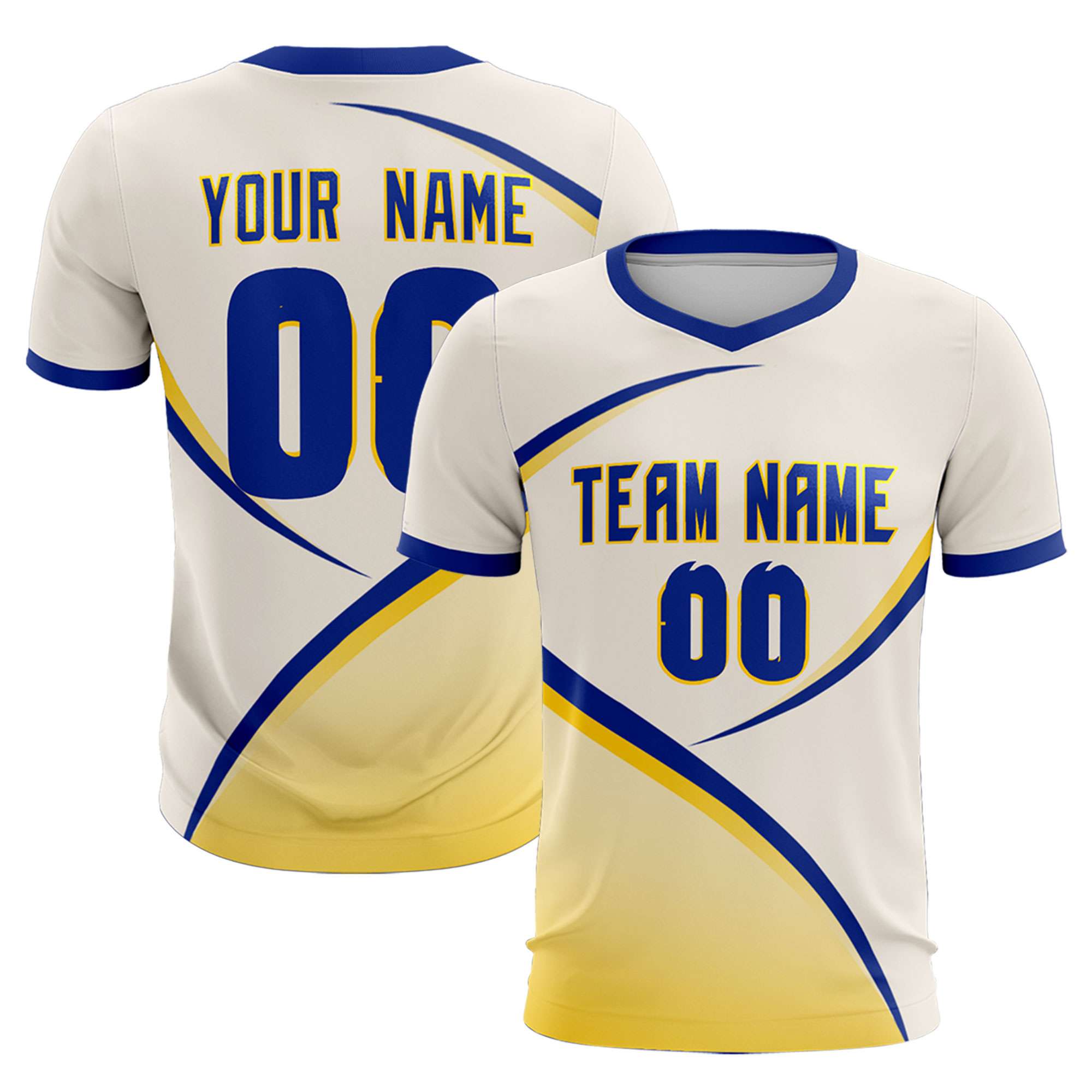Custom Cream Royal Color Block Training Uniform For Men Soccer Sets Jersey