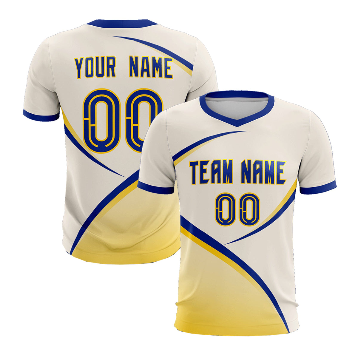Custom Cream Royal Color Block Training Uniform For Men Football Kits Jersey