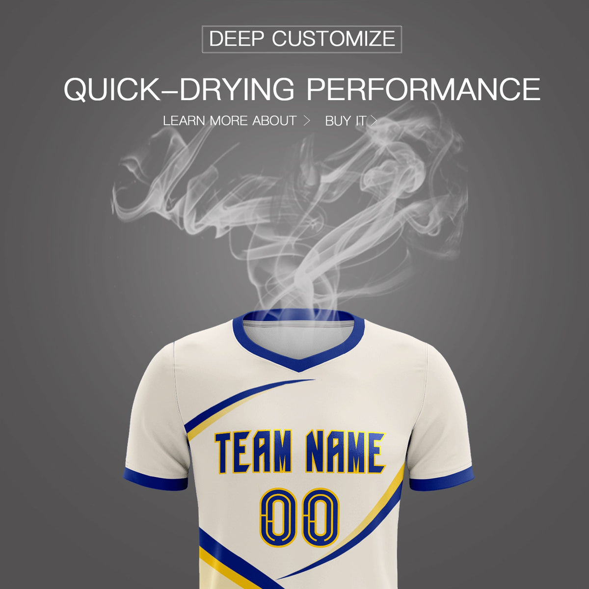 Custom Cream Royal Color Block Training Uniform For Men Football Kits Jersey