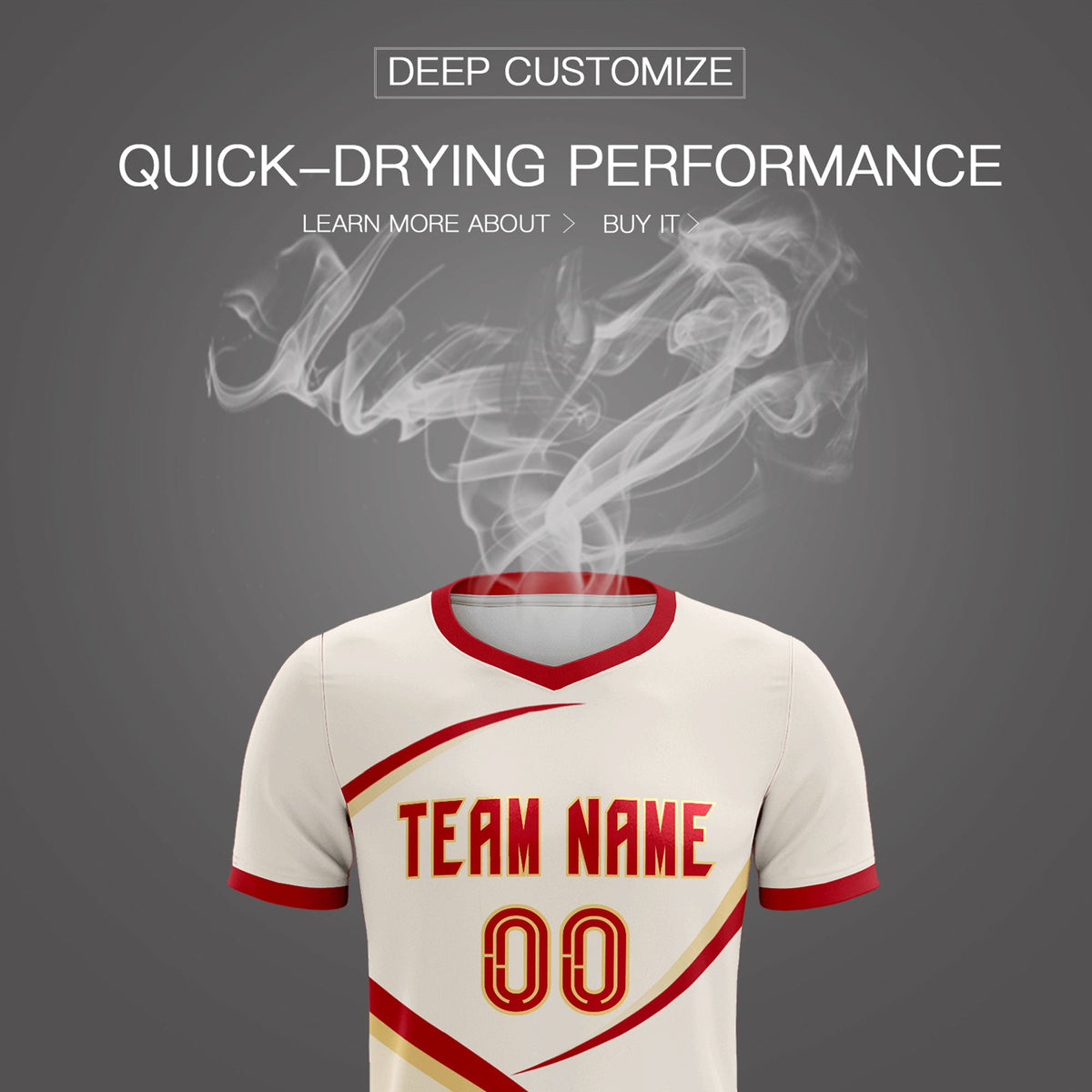 Custom Cream Red Color Block Training Uniform For Men Football Kits Jersey