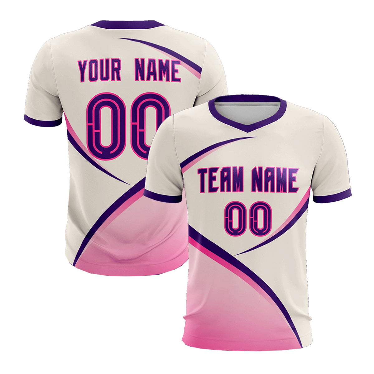 Custom Cream Purple Color Block Training Uniform For Men Football Kits Jersey