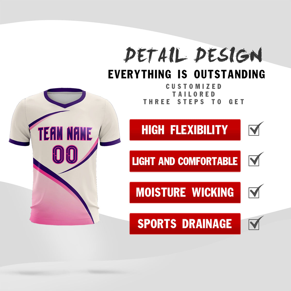 Custom Cream Purple Color Block Training Uniform For Men Football Kits Jersey