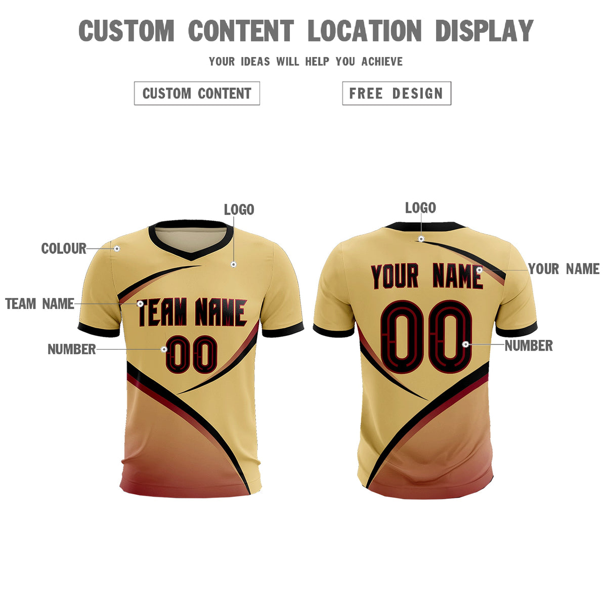 Custom Khaki Black Color Block Training Uniform For Men Football Kits Jersey