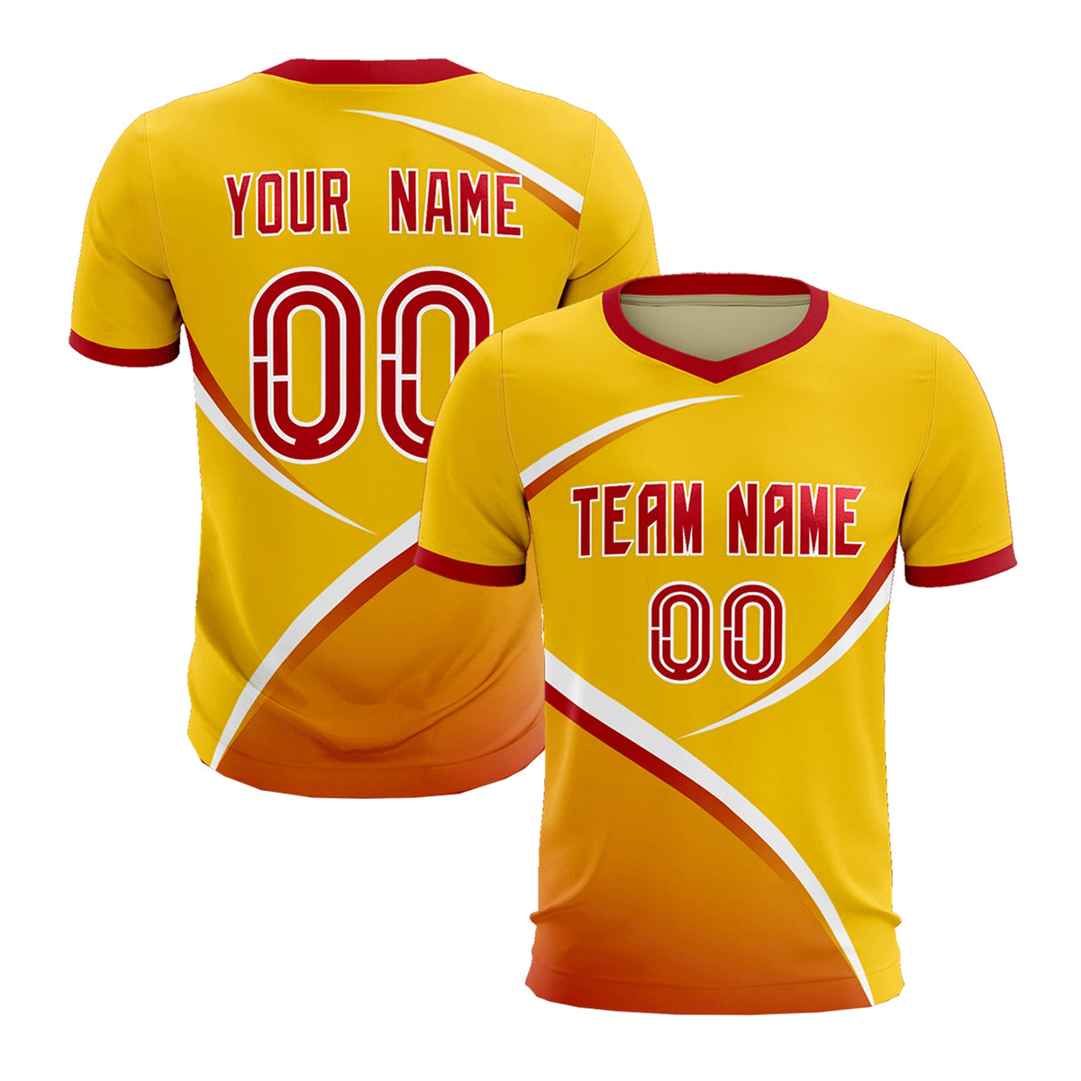 Custom Gold Red Color Block Training Uniform For Men Soccer Sets Jersey