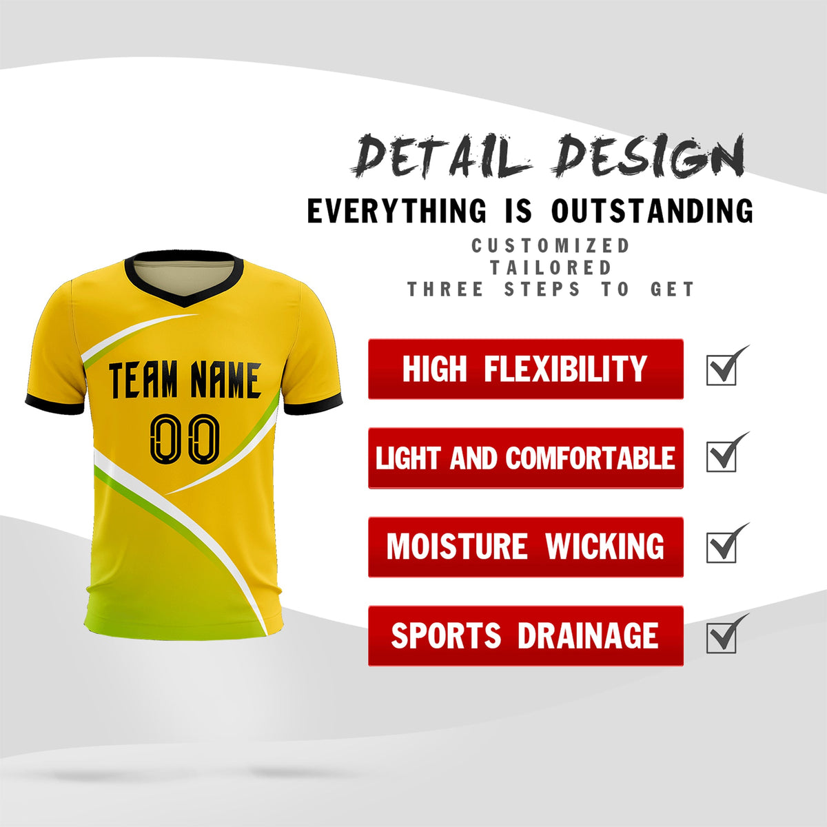 Custom Gold Black Color Block Training Uniform For Men Soccer Sets Jersey