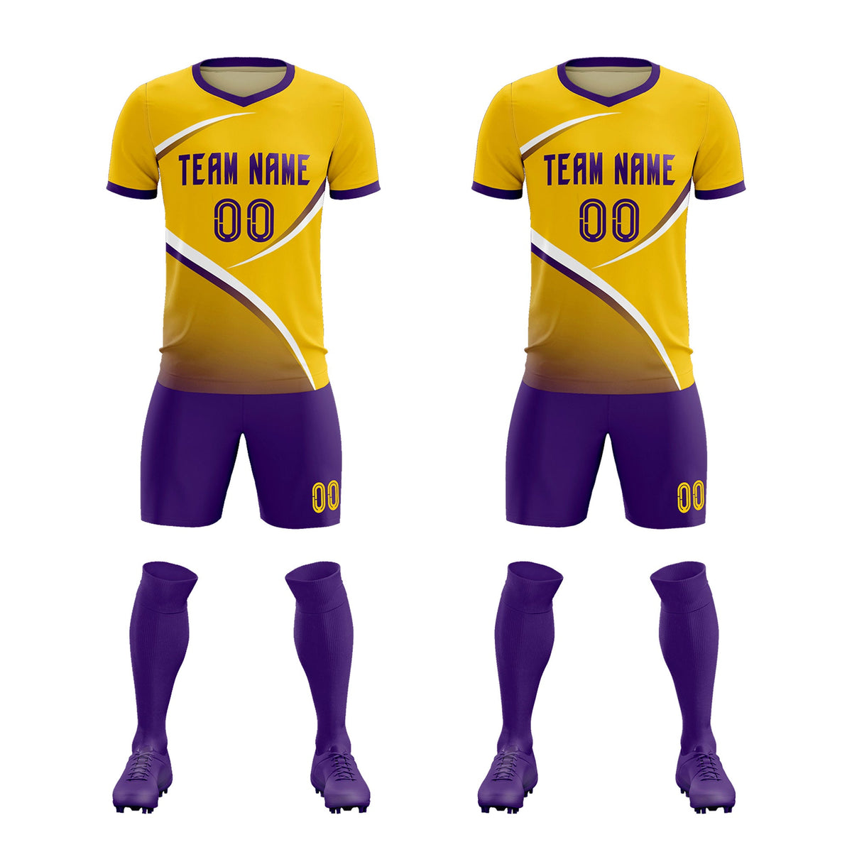 Custom Gold Old Gold Color Block Training Uniform For Men Soccer Sets Jersey