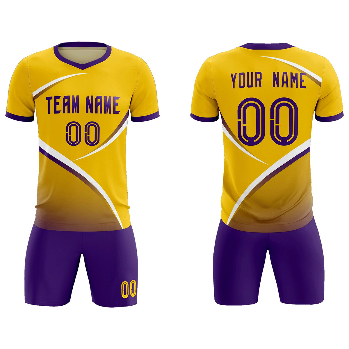 Custom Gold Old Gold Color Block Training Uniform For Men Soccer Sets Jersey
