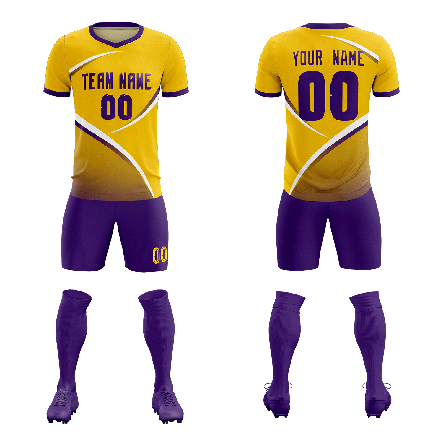 Custom Gold Old Gold Color Block Training Uniform For Men Soccer Sets Jersey