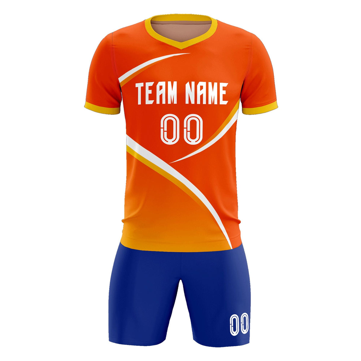 Custom Orange Gold Color Block Training Uniform For Men Soccer Sets Jersey