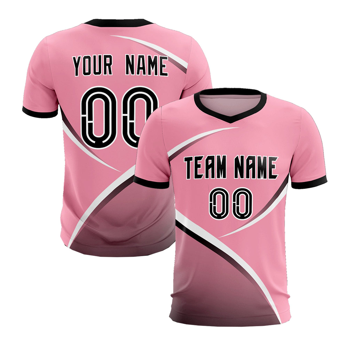 Custom Light Pink Black Color Block Training Uniform For Men Football Kits Jersey