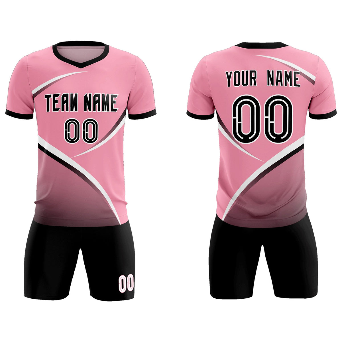 Custom Light Pink Black Color Block Training Uniform For Men Football Kits Jersey