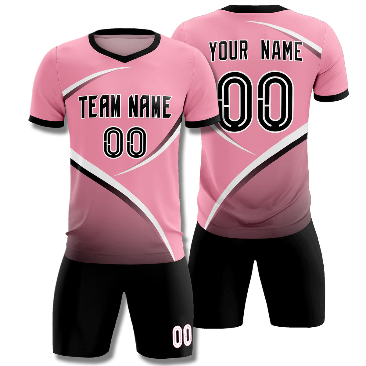 Custom Light Pink Black Color Block Training Uniform For Men Football Kits Jersey