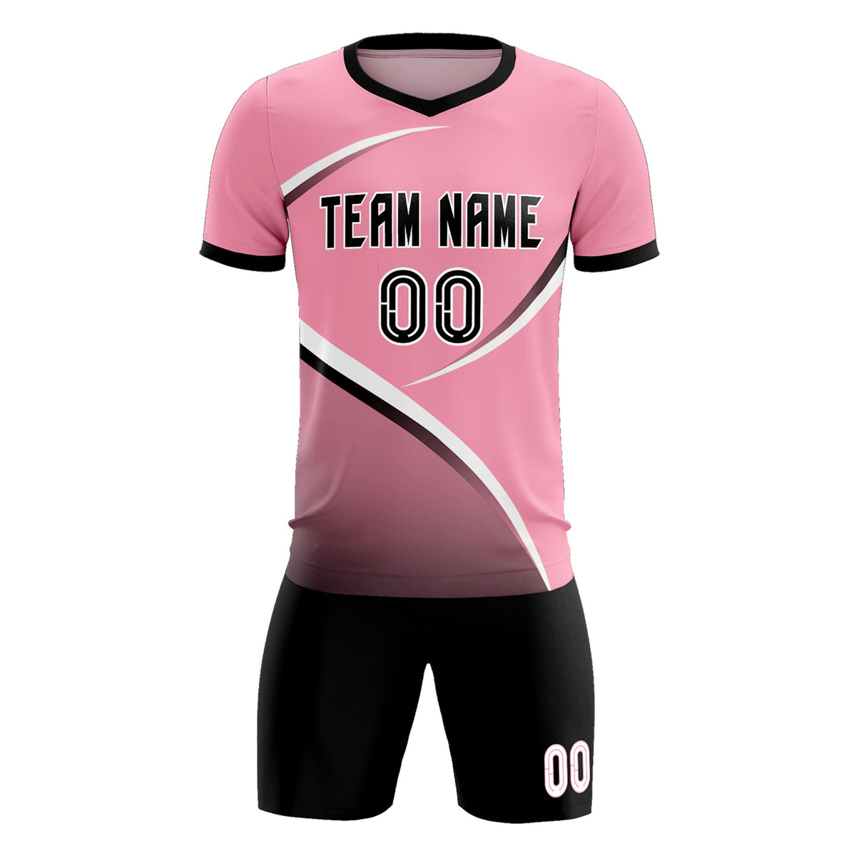 Custom Light Pink Black Color Block Training Uniform For Men Football Kits Jersey