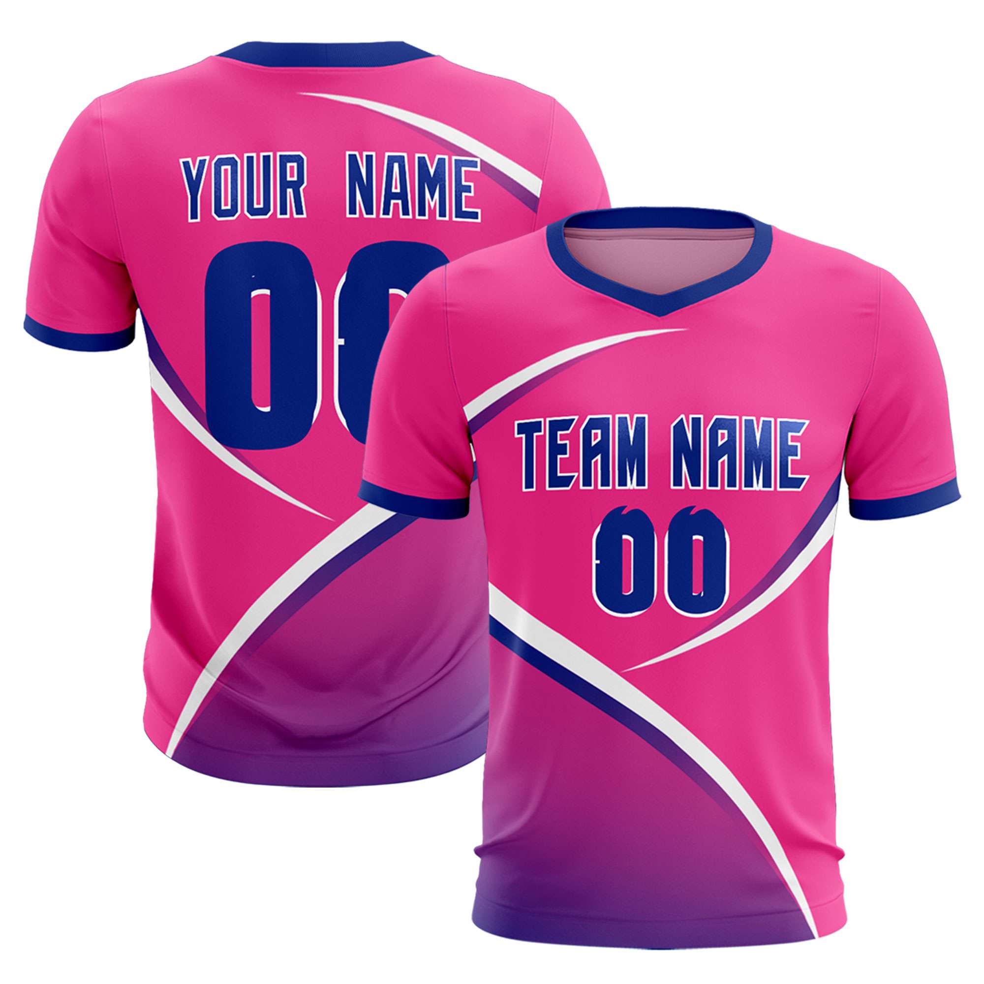 Custom Pink Royal Color Block Training Uniform For Men Soccer Sets Jersey