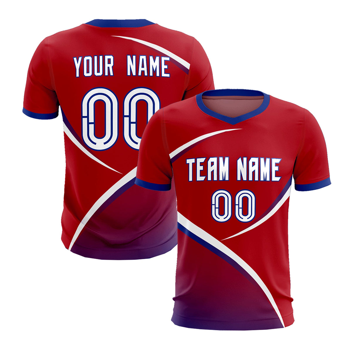 Custom Red Royal Color Block Training Uniform For Men Football Kits Jersey