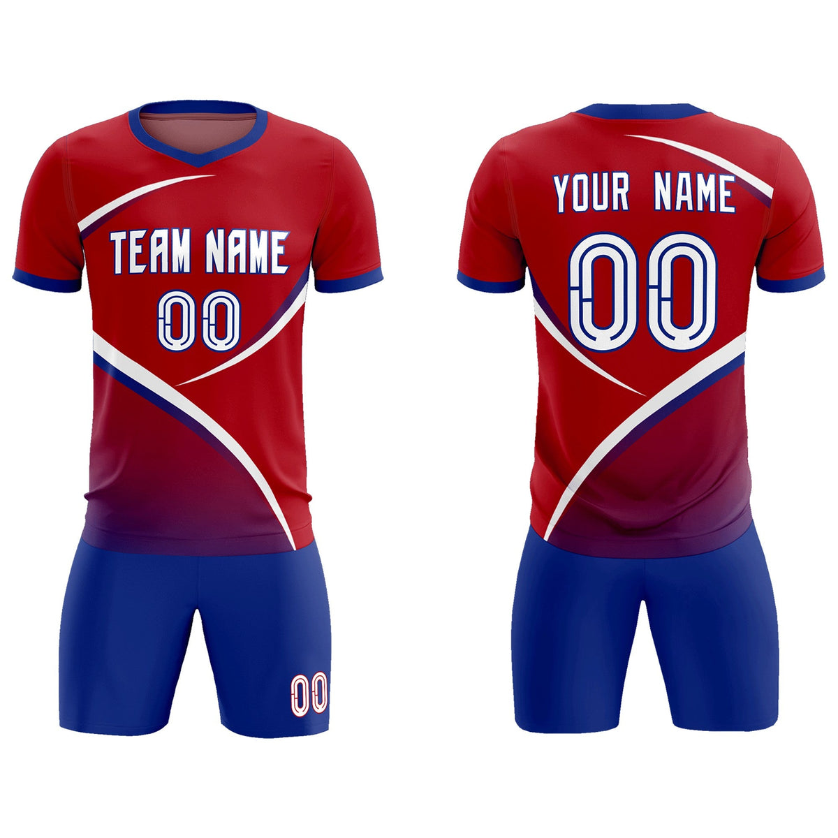 Custom Red Royal Color Block Training Uniform For Men Football Kits Jersey