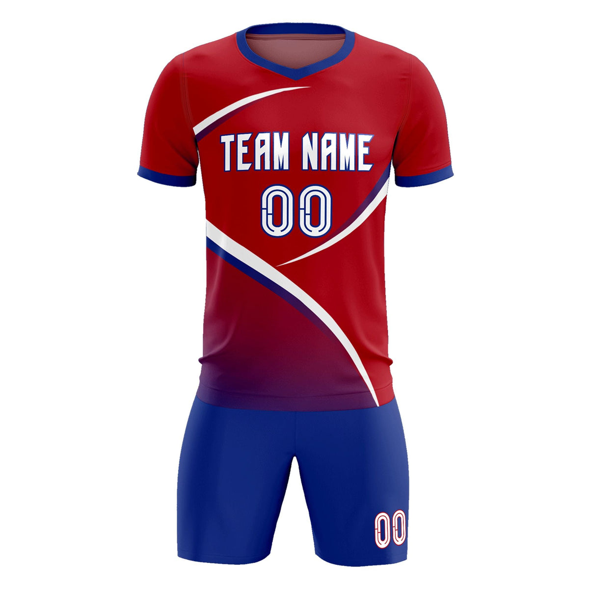 Custom Red Royal Color Block Training Uniform For Men Football Kits Jersey