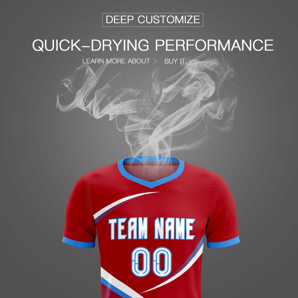 Custom Red Powder Blue Color Block Training Uniform For Men Football Kits Jersey