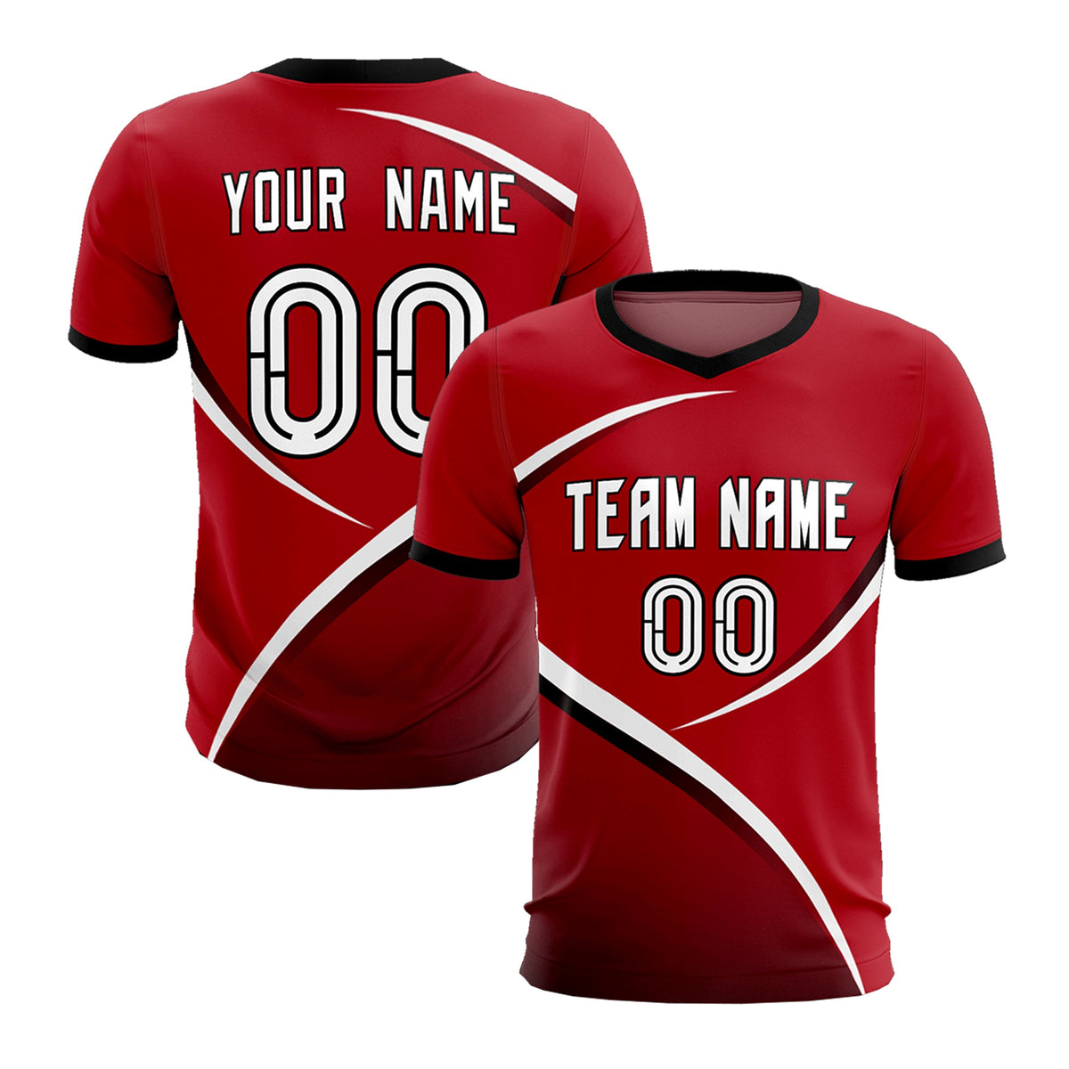 Custom Red Black Color Block Training Uniform For Men Football Kits Jersey