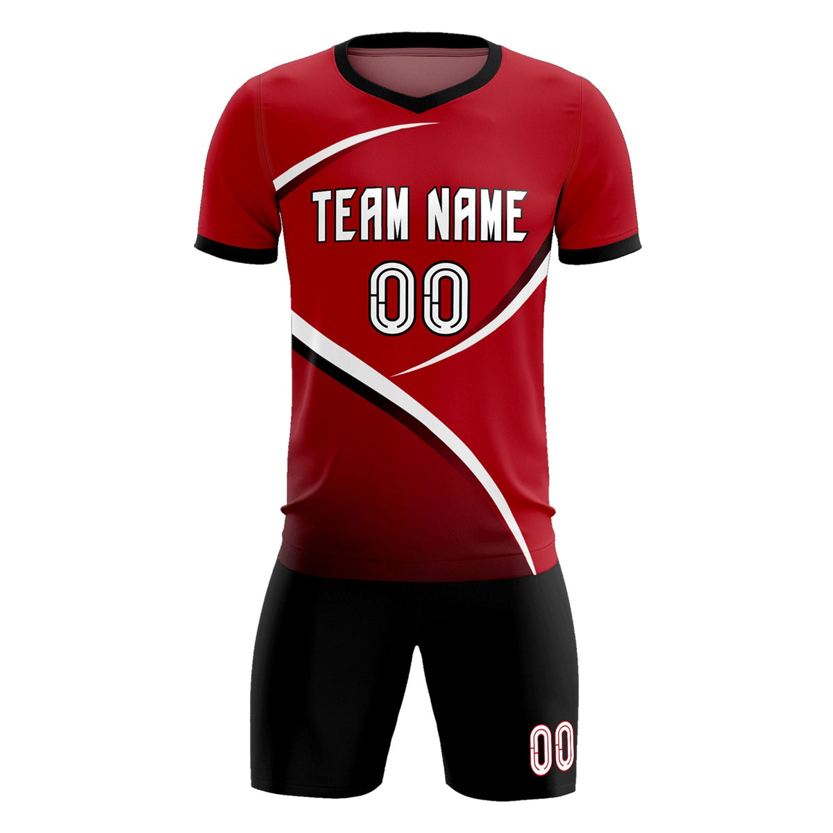 Custom Red Black Color Block Training Uniform For Men Football Kits Jersey