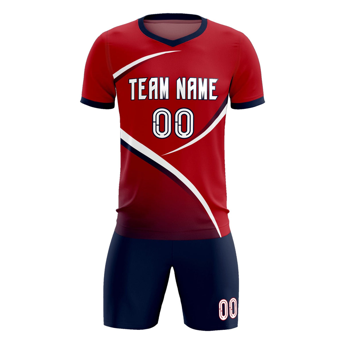 Custom Red Navy Color Block Training Uniform For Men Football Kits Jersey