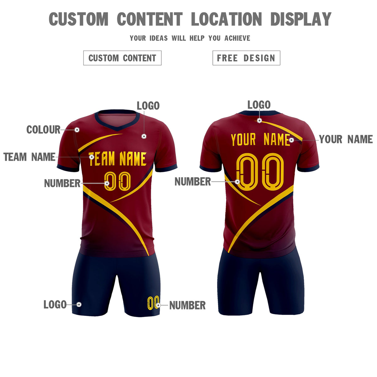 Custom Crimson Navy Color Block Training Uniform For Men Football Kits Jersey