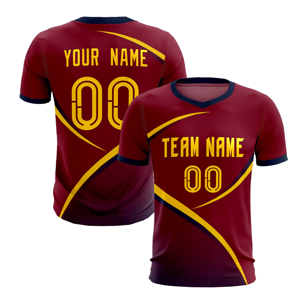 Custom Crimson Navy Color Block Training Uniform For Men Football Kits Jersey