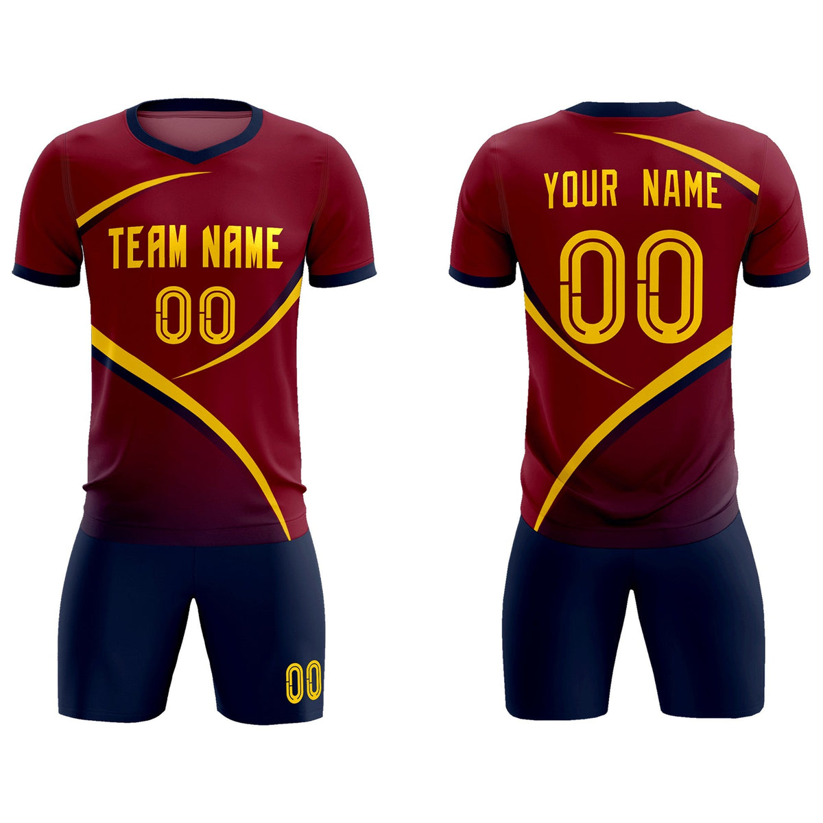 Custom Crimson Navy Color Block Training Uniform For Men Football Kits Jersey