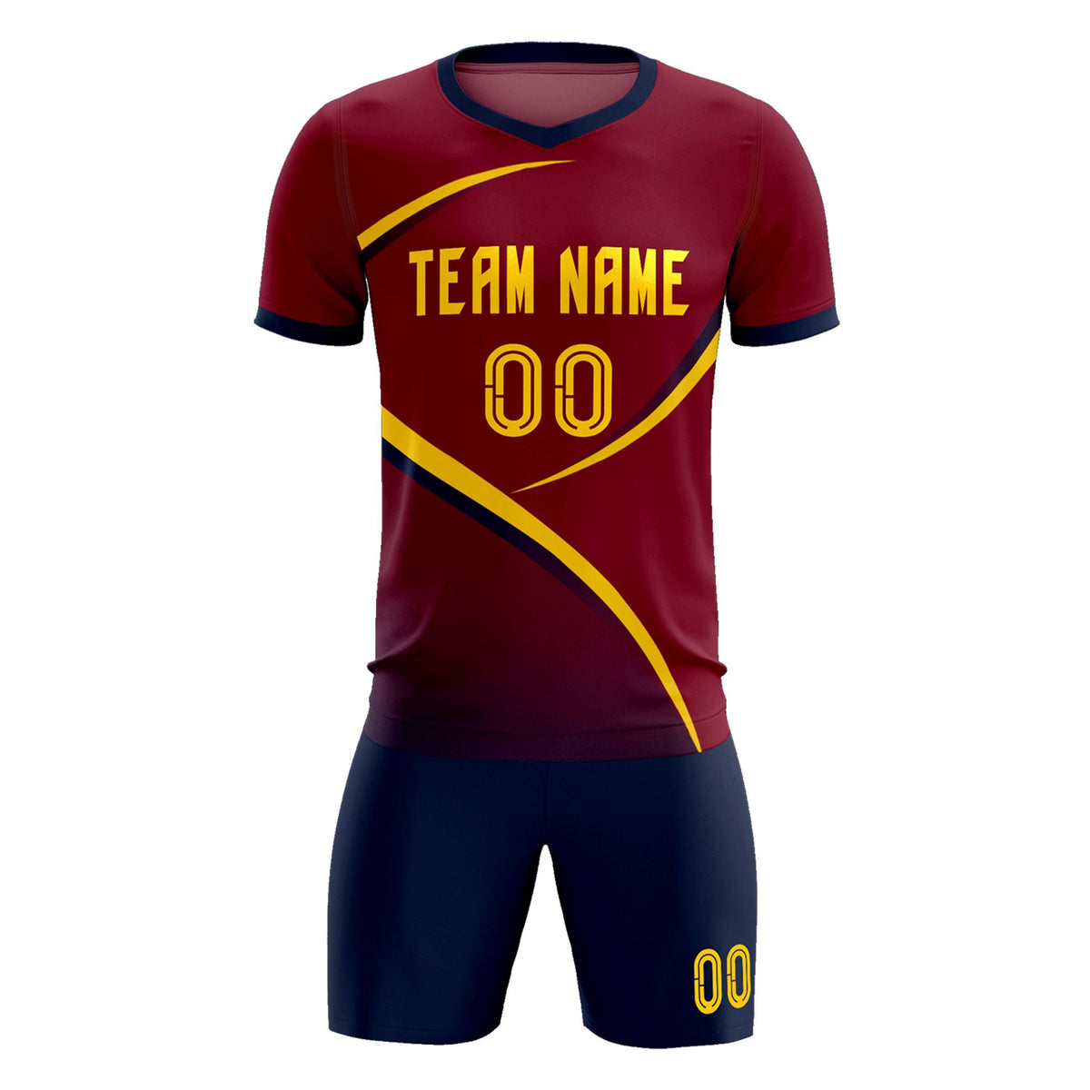 Custom Crimson Navy Color Block Training Uniform For Men Football Kits Jersey