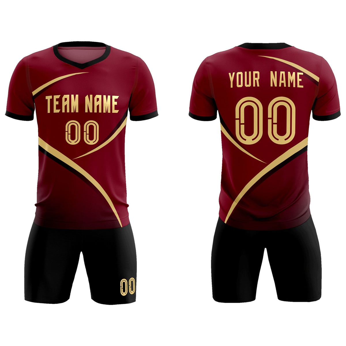 Custom Crimson Black Color Block Training Uniform For Men Football Kits Jersey