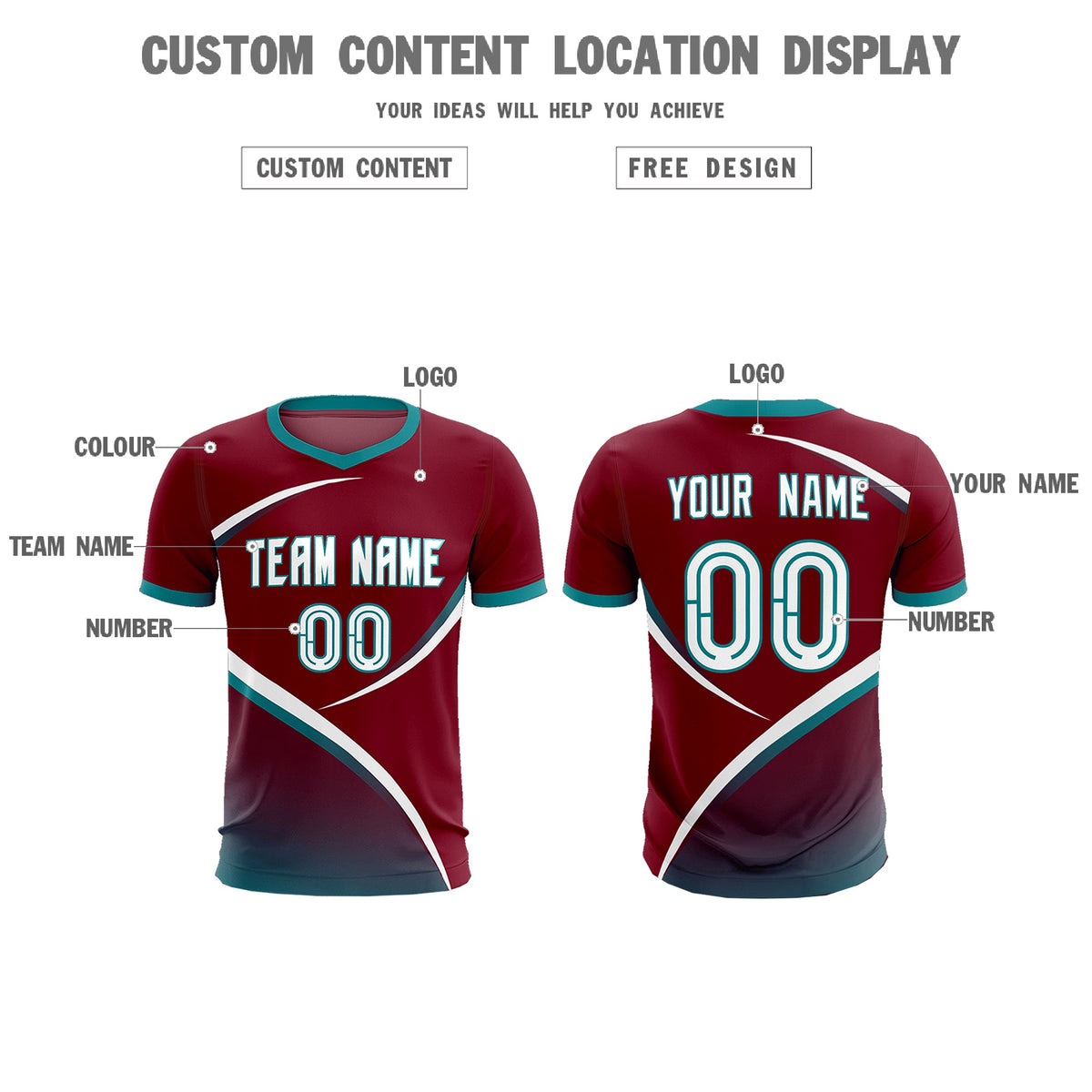 Custom Crimson Aqua Color Block Training Uniform For Men Football Kits Jersey